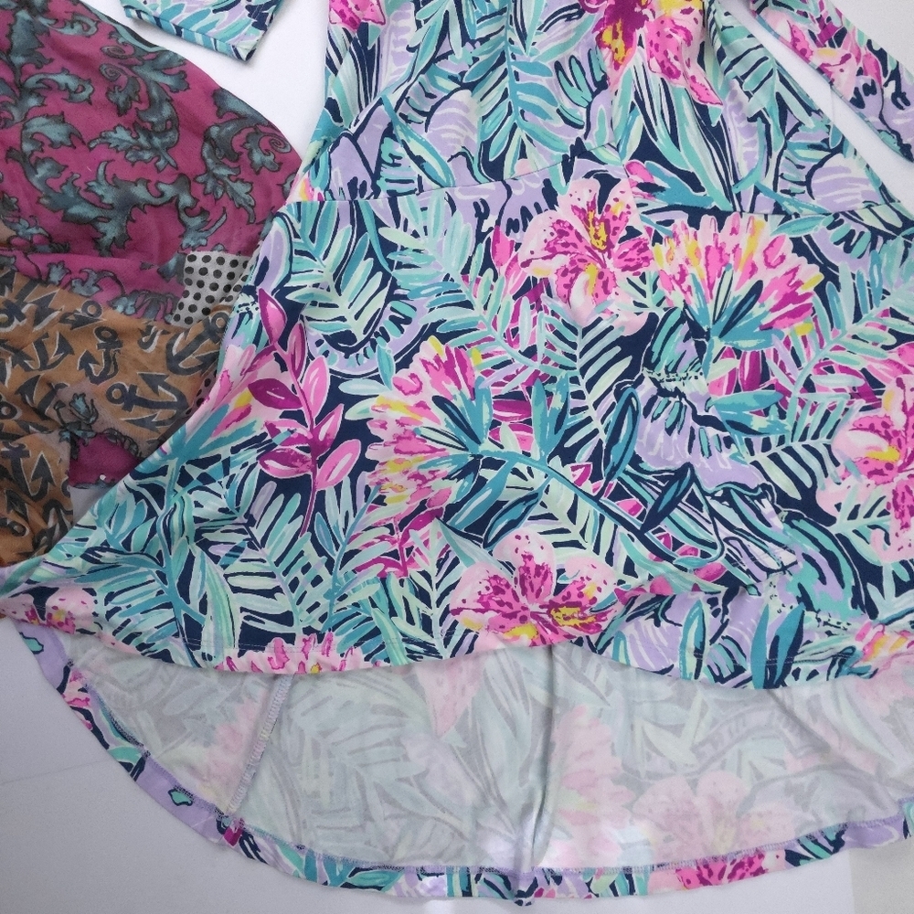 Lilly Pulitzer Blue Pink Floral Wrap Dress Sz Xs - Picture 7 of 11